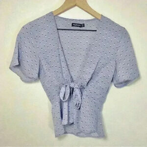 Nasty Gal Light Blue Textured Blouse